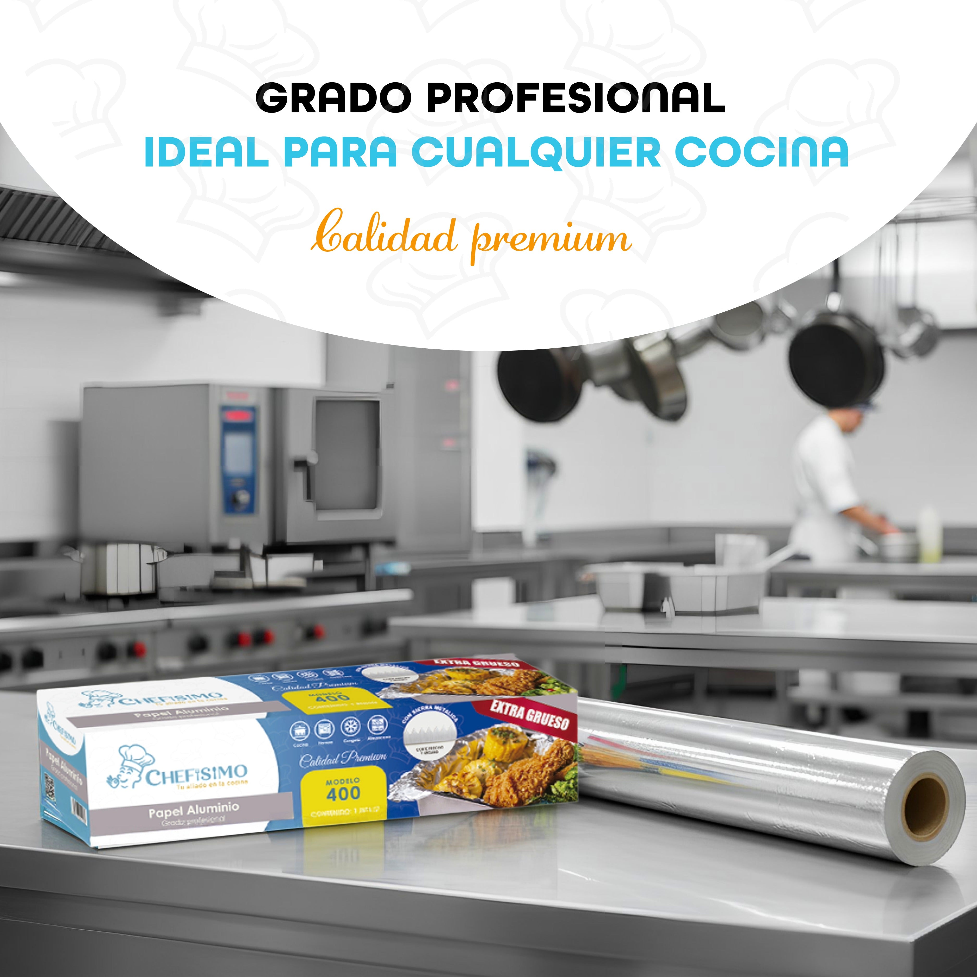 Papel Aluminio 400 25 Micras Extra Grueso 30cm X 44m