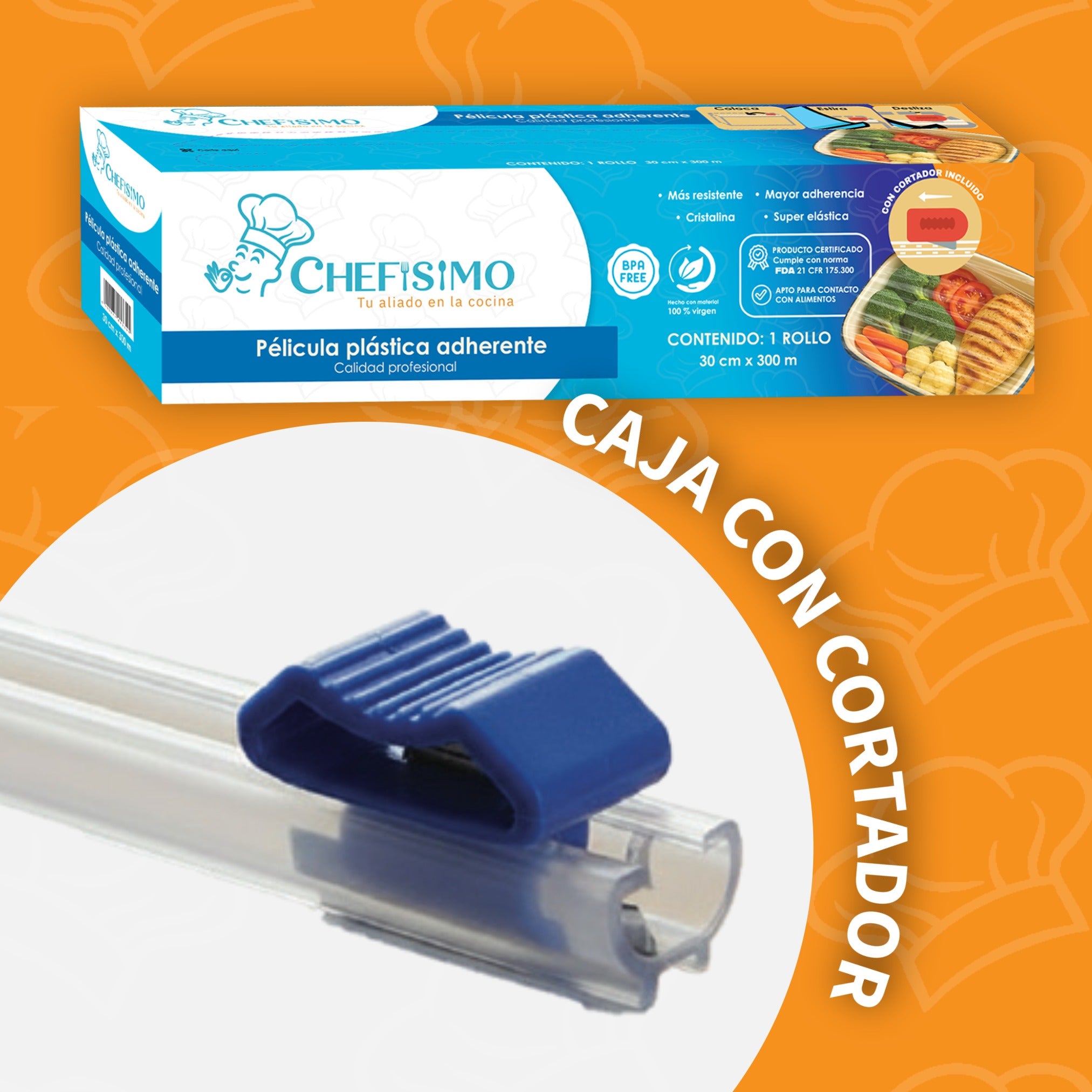 Chefisimo 1 Rollo Emplaye Vitafilm Egapack Cortador 30cm300m